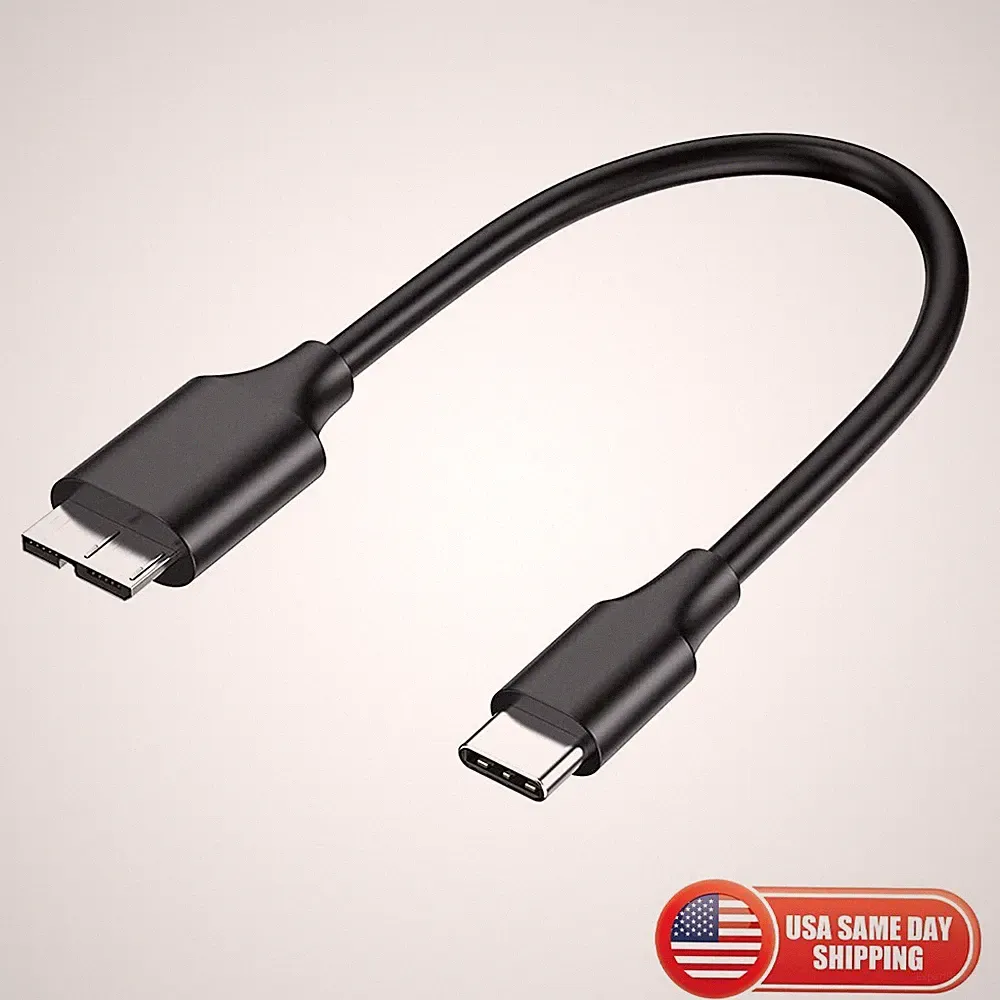 7 inch Micro B to USB Type C 3.1 External Hard Drive Cable Cord MacBook Seagate