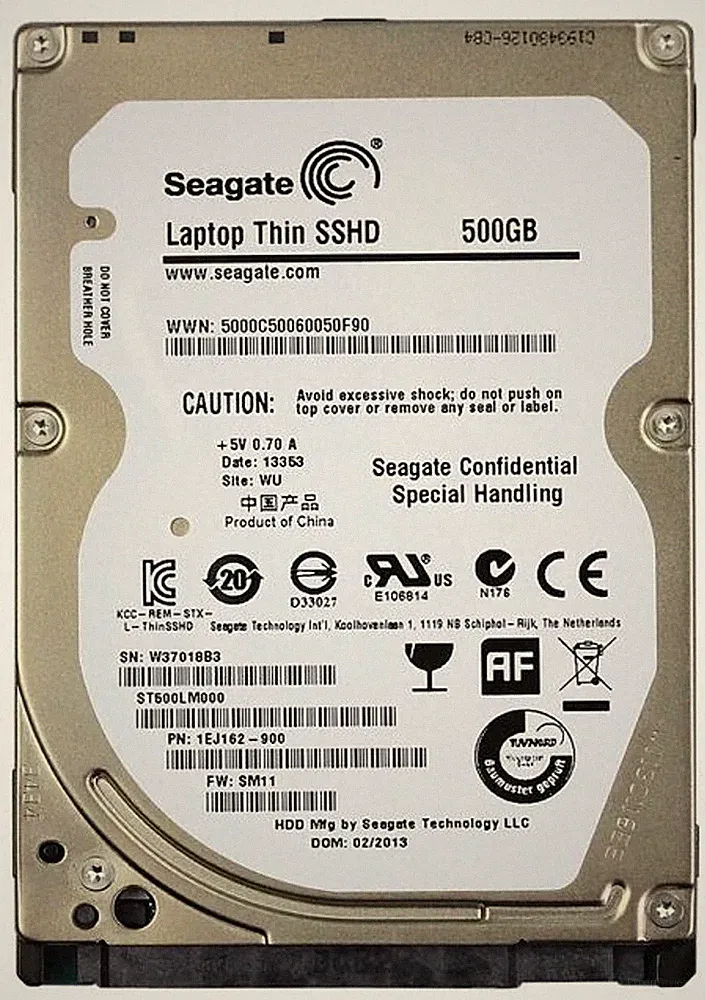 Seagate Thin ST500LM000 500 GB 2.5" SATA III Hybrid SSHD Laptop Drive