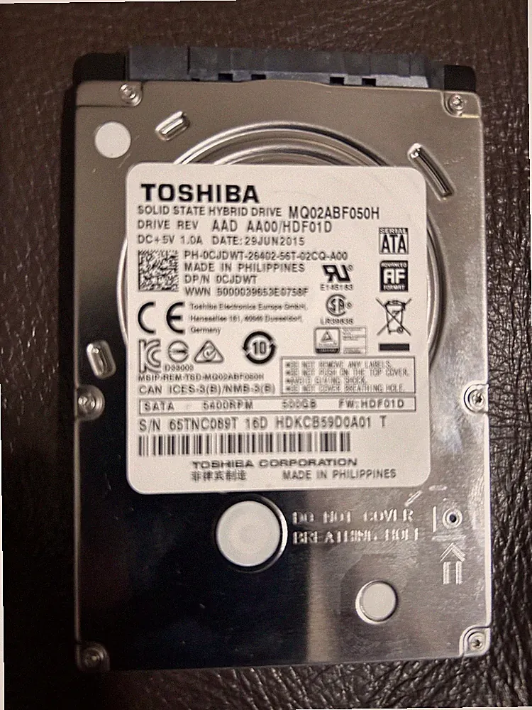 Toshiba SSHD 500GB Hybrid Mobile MQ02ABF050H 2.5" Laptop Int Hard Drive SATAIII